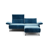 2,5-SITZER Samt Blau  - Blau/Schwarz, Design, Textil/Metall (204-234/85/86-94cm) - SENSOO