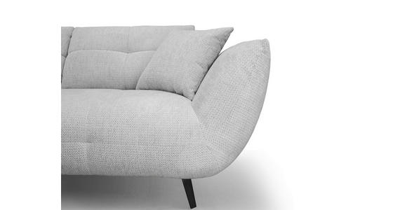 ECKSOFA Hellgrau Chenille Armlehnenkissen, Rücken echt, Sitztiefenverstellung  - Hellgrau/Schwarz, KONVENTIONELL, Textil/Metall (215/313cm) - Hom`in