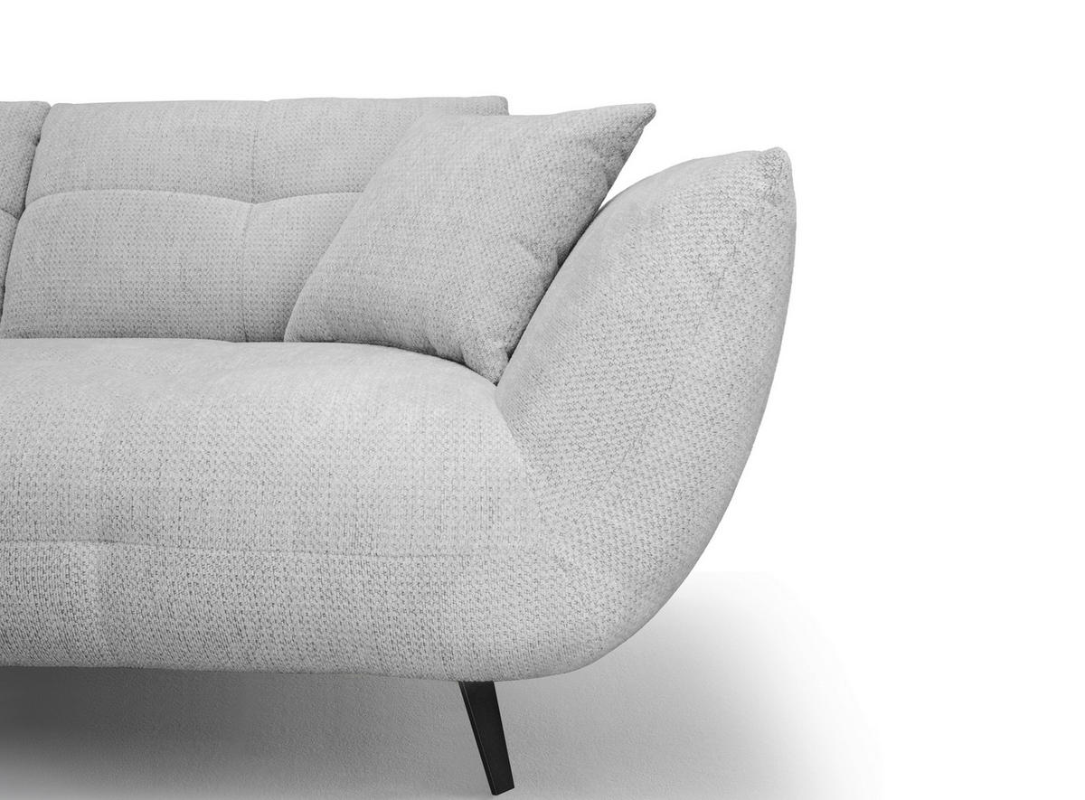 ECKSOFA Hellgrau Chenille Armlehnenkissen, Rücken echt, Sitztiefenverstellung  - Hellgrau/Schwarz, KONVENTIONELL, Textil/Metall (215/313cm) - Hom`in