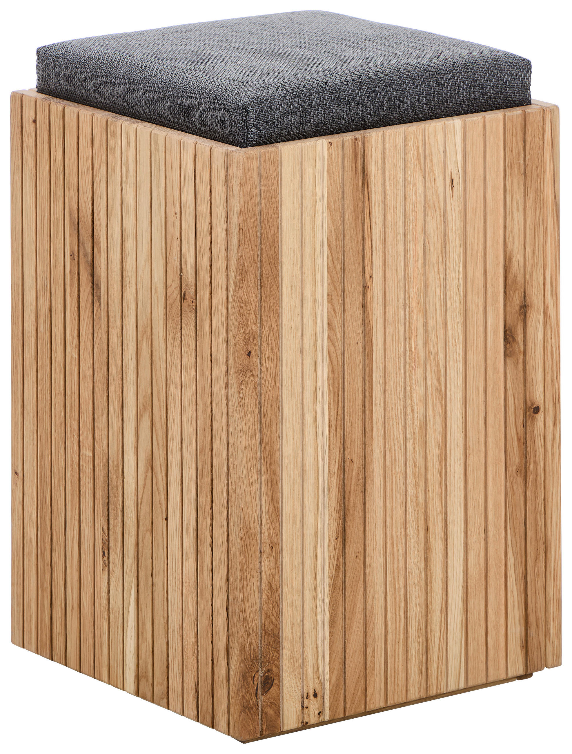 HOCKERHolz, Textil Anthrazit, Eichefarben  - Eichefarben/Anthrazit, Natur, Holz/Textil (35/52/35cm) - Linea Natura