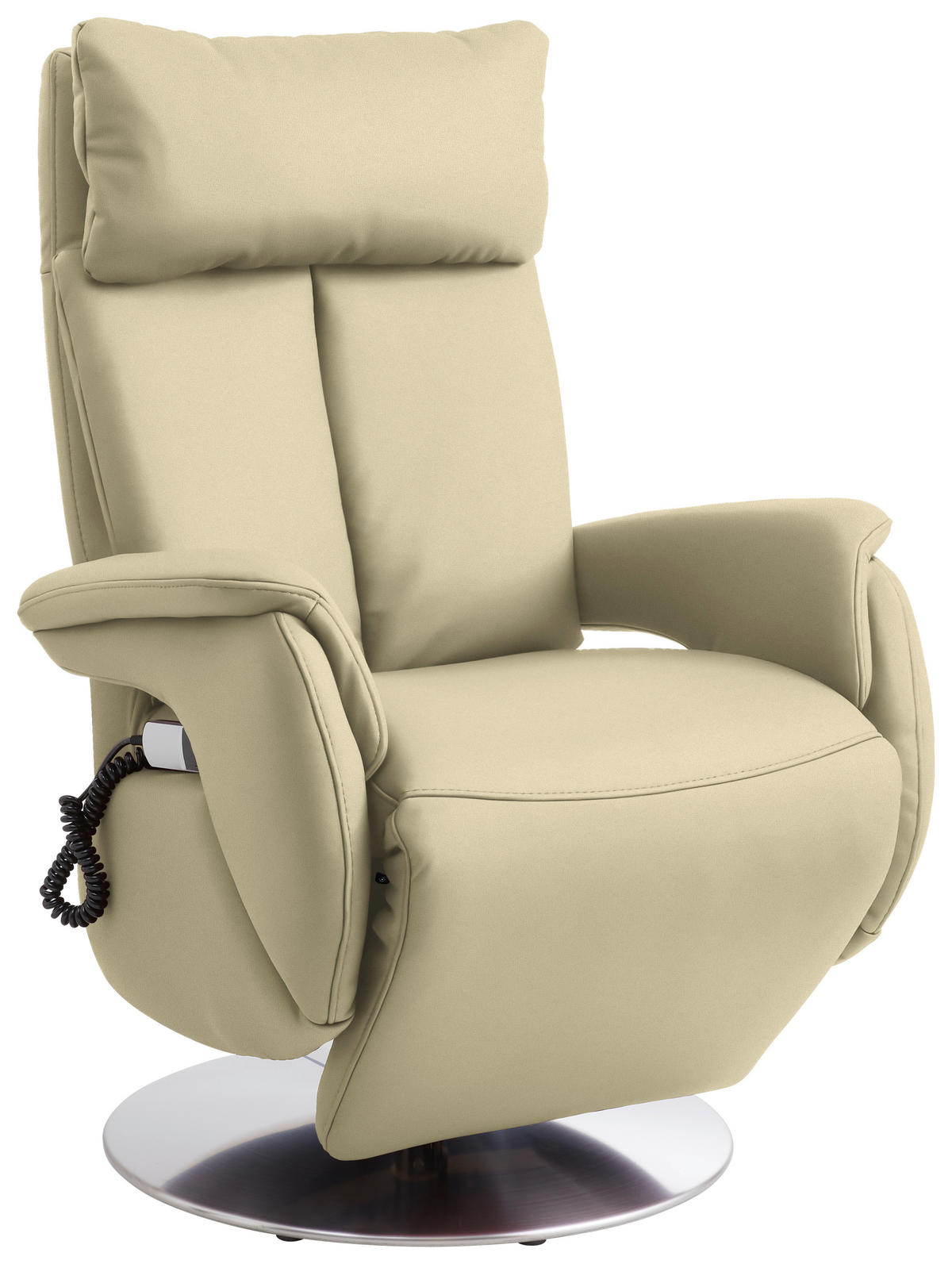 RELAXSESSEL Leder Creme  - Edelstahlfarben/Creme, Konventionell, Leder/Metall (78/110/81cm) - Cantus