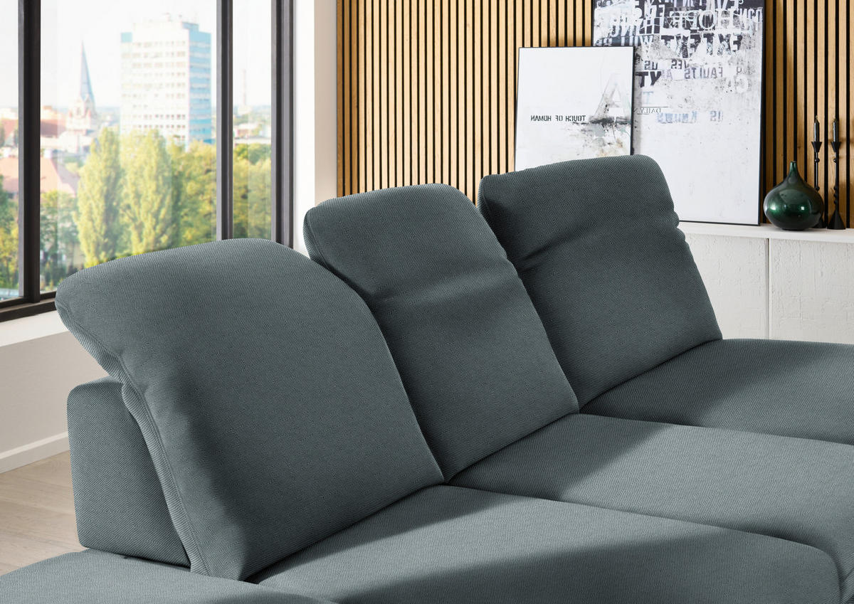 ECKSOFA Chenille Blau  - Blau/Schwarz, Design, Textil/Metall (288/198cm) - Beldomo Style