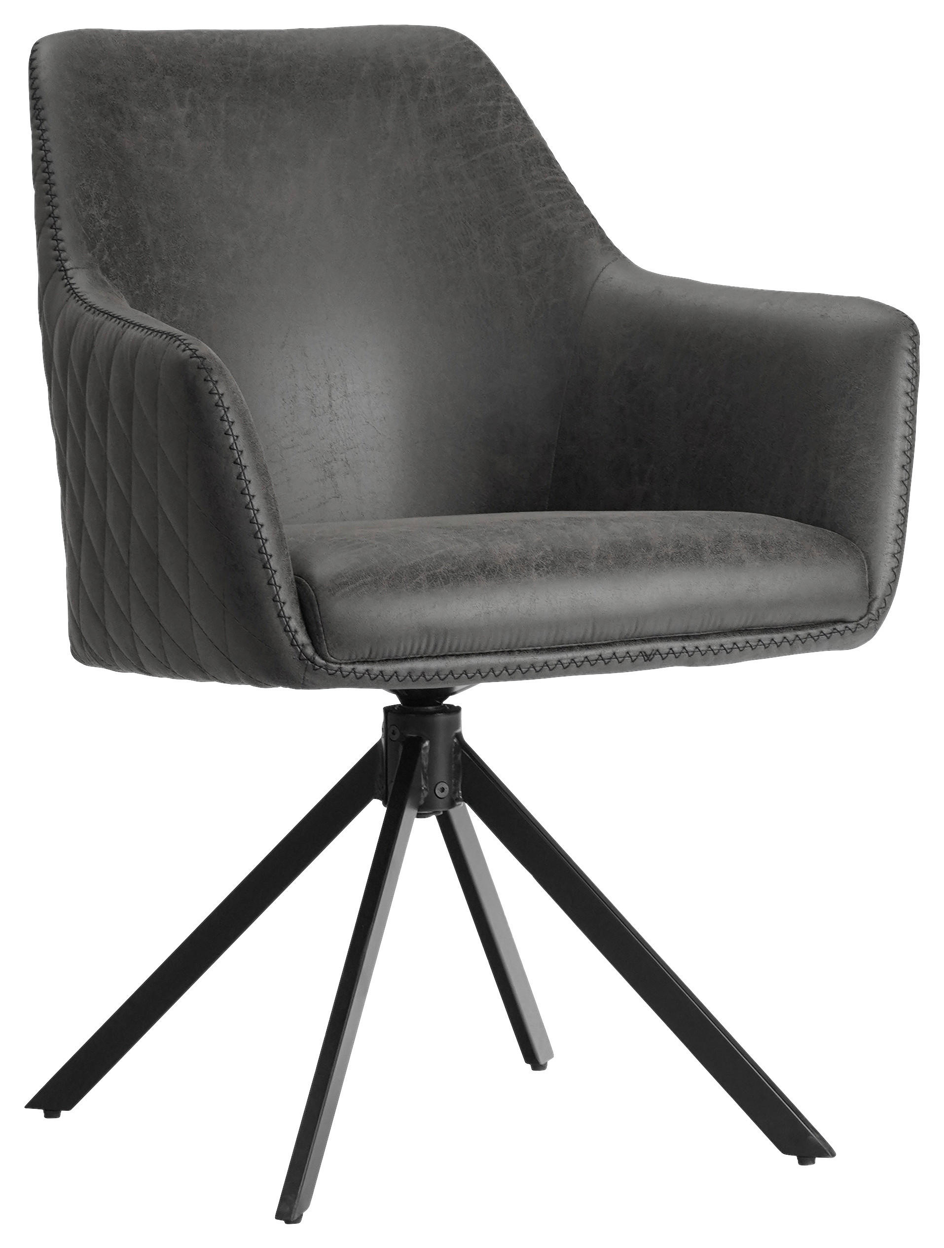 STOL MED ARMSTÖD järn mikrofiber  - svart/antracit, Design, metall/textil (64/83/61cm) - Ambia Home