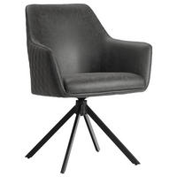 STOL MED ARMSTÖD järn mikrofiber  - svart/antracit, Design, metall/textil (64/83/61cm) - Ambia Home