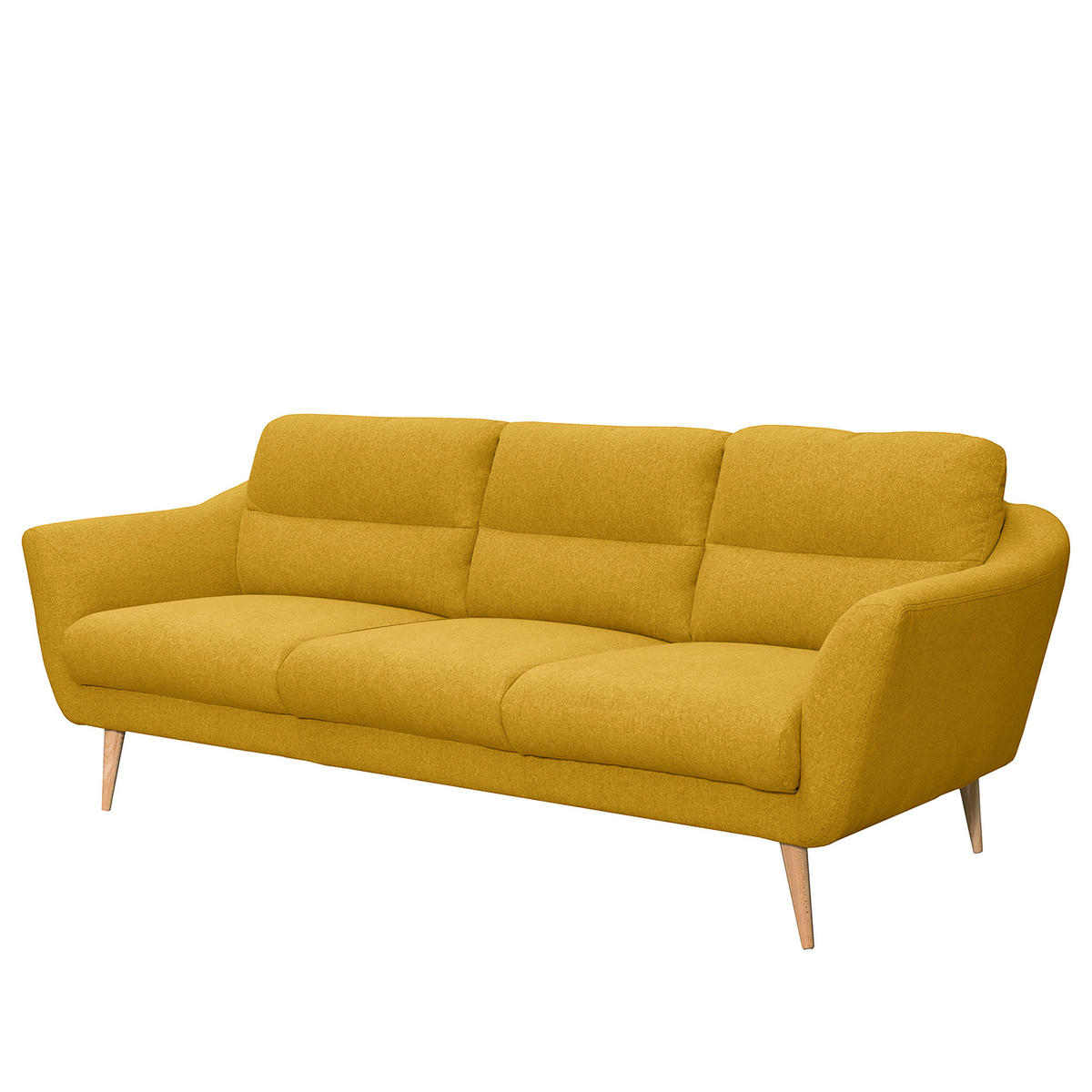 3-SITZER-SOFA in Webstoff Gelb  - Gelb/Buchefarben, Design, Holz/Textil (209/87/88cm) - Livetastic