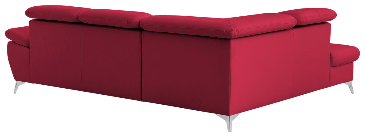 ECKSOFA in Lederlook Rot  - Chromfarben/Rot, KONVENTIONELL, Textil/Metall (209/256cm) - Livetastic