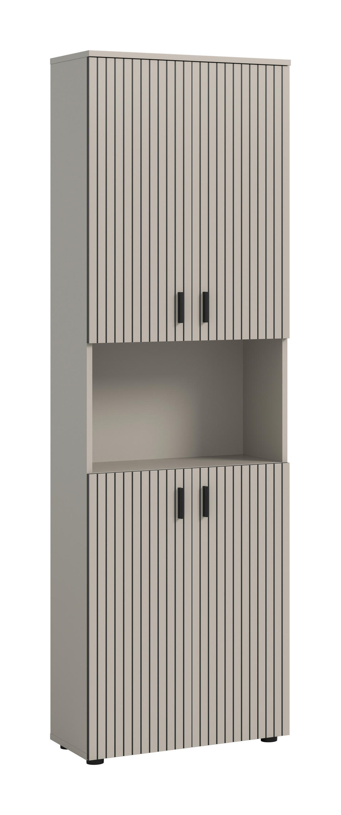 HOCHSCHRANK 60/192/30 cm  - Kaschmir/Schwarz, Trend, Holzwerkstoff/Kunststoff (60/192/30cm) - MID.YOU