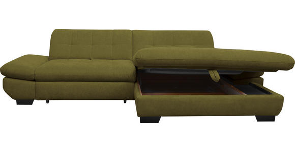 ECKSOFA in Mikrofaser Grün 290/198 cm - Schwarz/Grün, Design, Textil/Metall (290/198cm) - Xora