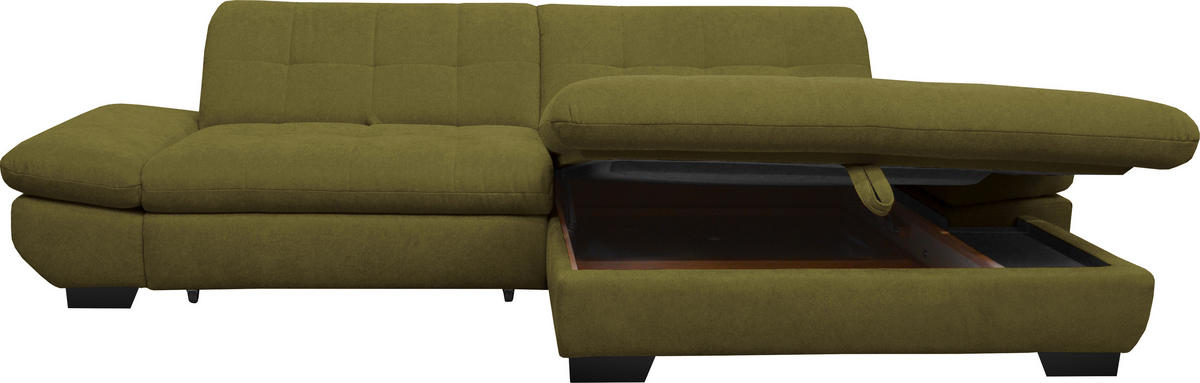 ECKSOFA in Mikrofaser Grün  - Schwarz/Grün, Design, Textil/Metall (290/198cm) - Xora