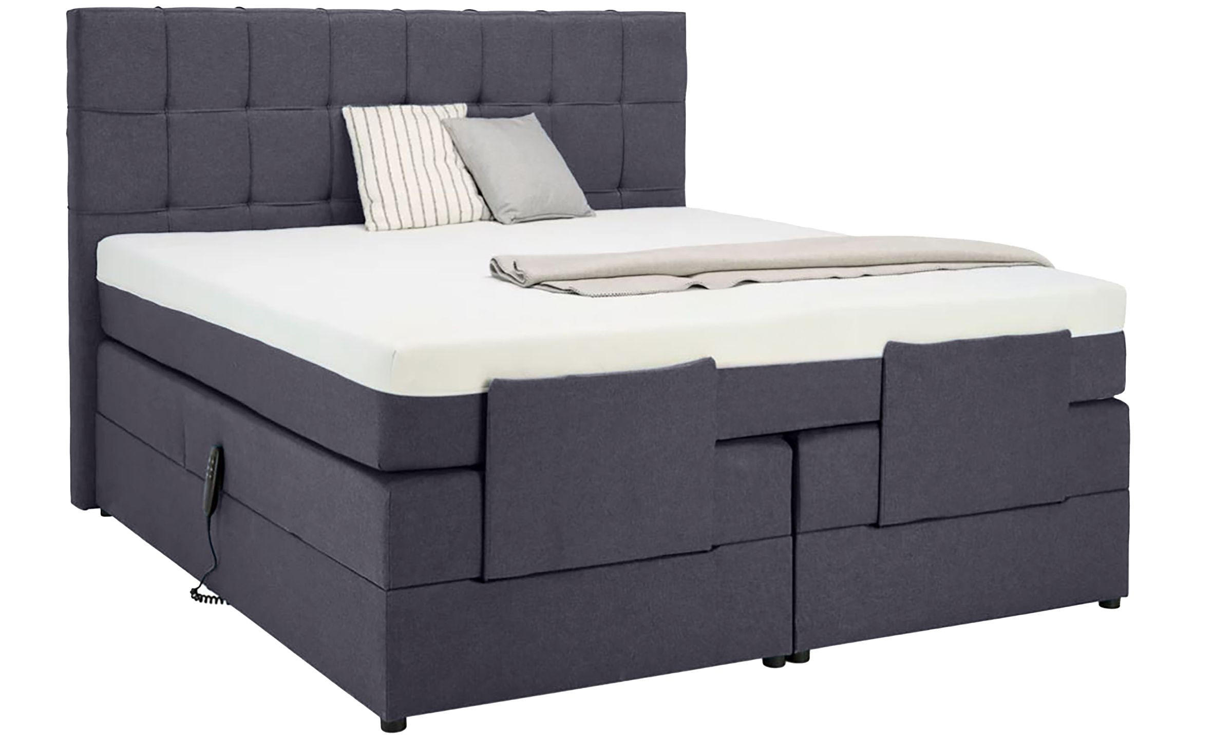 BOXSPRINGBETT 140/200 cm  in Anthrazit  - Anthrazit/Schwarz, Basics, Kunststoff/Textil (140/200cm) - Moderano