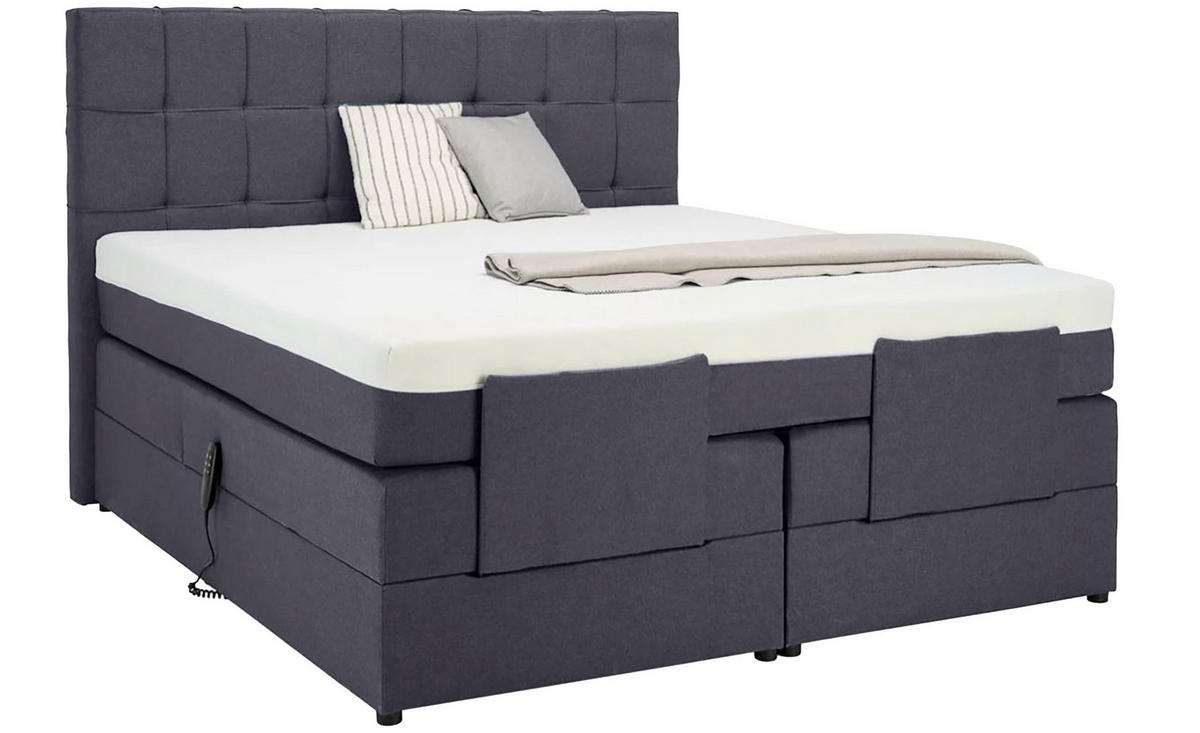 BOXSPRINGBETT 140/200 cm  in Anthrazit  - Anthrazit/Schwarz, Basics, Kunststoff/Textil (140/200cm) - Moderano