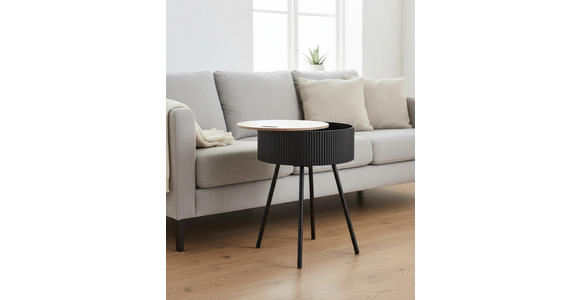 BEISTELLTISCH 38/38/45 cm Naturfarben, Schwarz rund  - Schwarz/Naturfarben, LIFESTYLE, Holzwerkstoff/Metall (38/38/45cm) - Xora