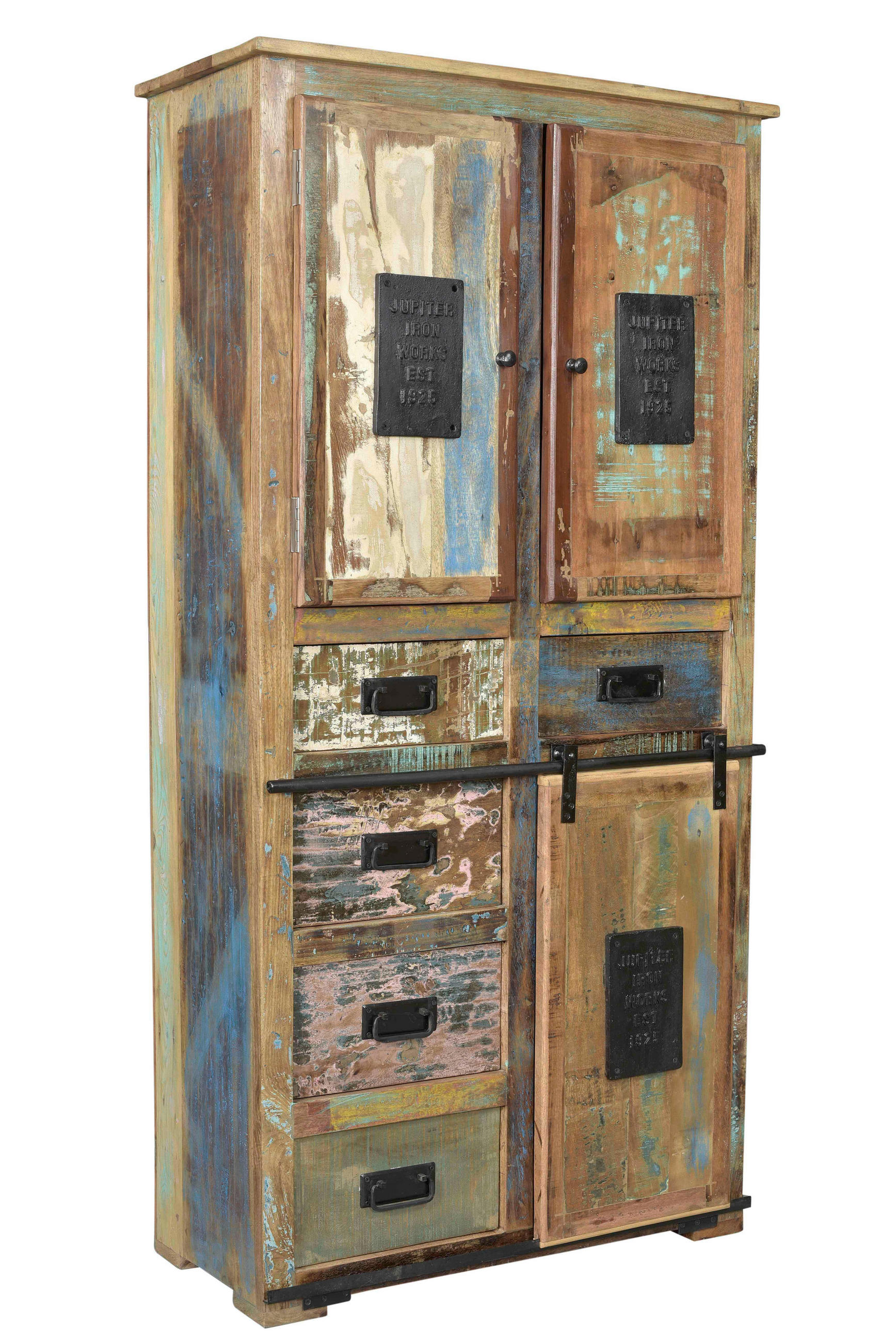 SCHRANK in Multicolor, Naturfarben  - Multicolor/Schwarz, Design, Holz/Metall (90/180/40cm) - MID.YOU