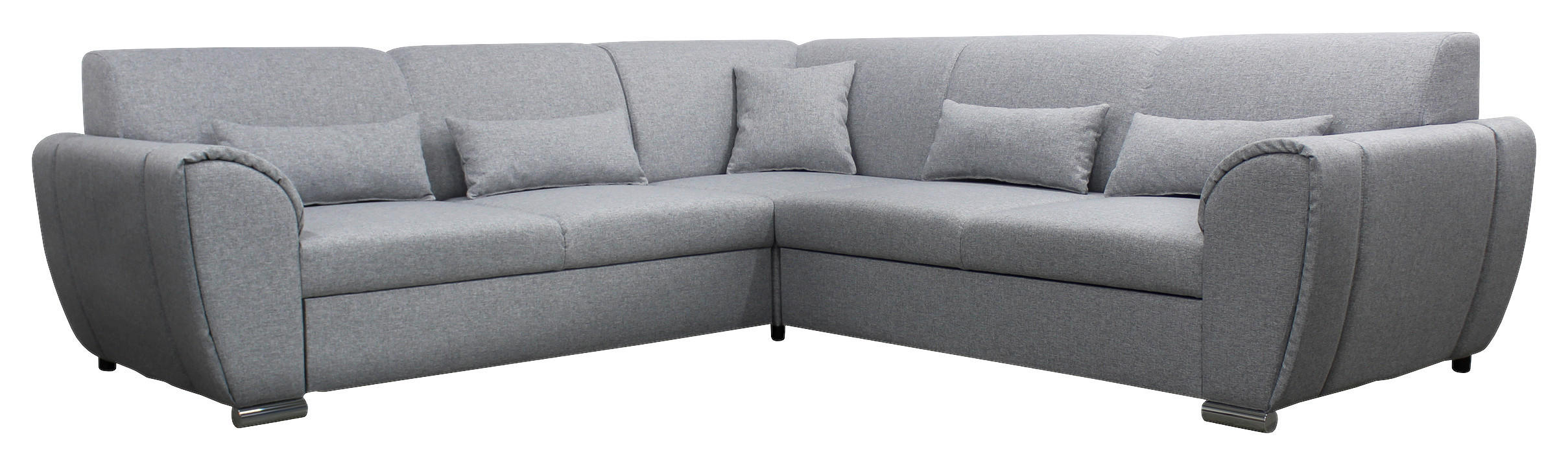 ECKSOFA Hellgrau Flachgewebe  - Silberfarben/Hellgrau, Design, Kunststoff/Textil (266/266cm) - Livetastic
