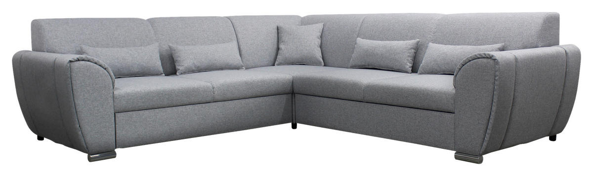 ECKSOFA Hellgrau Flachgewebe  - Silberfarben/Hellgrau, Design, Kunststoff/Textil (266/266cm) - Livetastic