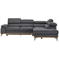 ECKSOFA Webstoff Grau  - Schwarz/Grau, Natur, Holz/Textil (282/226cm) - Novel