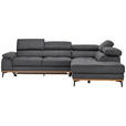ECKSOFA  in Webstoff Grau Bettkasten, Schlaffunktion, Kopfteilverstellung  282/226 cm  - Schwarz/Grau, Natur, Holz/Textil (282/226cm) - Novel