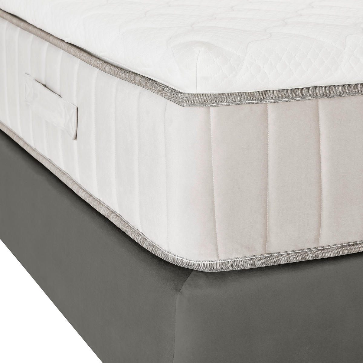 BOXSPRINGBETT 180/200 cm,  in Grau, Matratze, Topper, H3 = fest  - Schwarz/Grau, Design, Textil/Metall (180/200cm) - Esposa