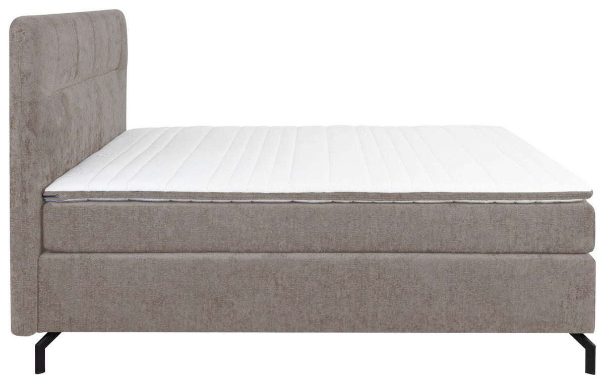 BOXSPRINGBETT 160/200 cm  in Hellbraun  - Hellbraun/Schwarz, Design, Textil/Metall (160/200cm) - Esposa