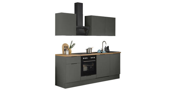 KÜCHENLEERBLOCK in Graphitfarben - Schwarz/Graphitfarben, Basics, Holzwerkstoff/Metall (220/211/60cm) - Xora