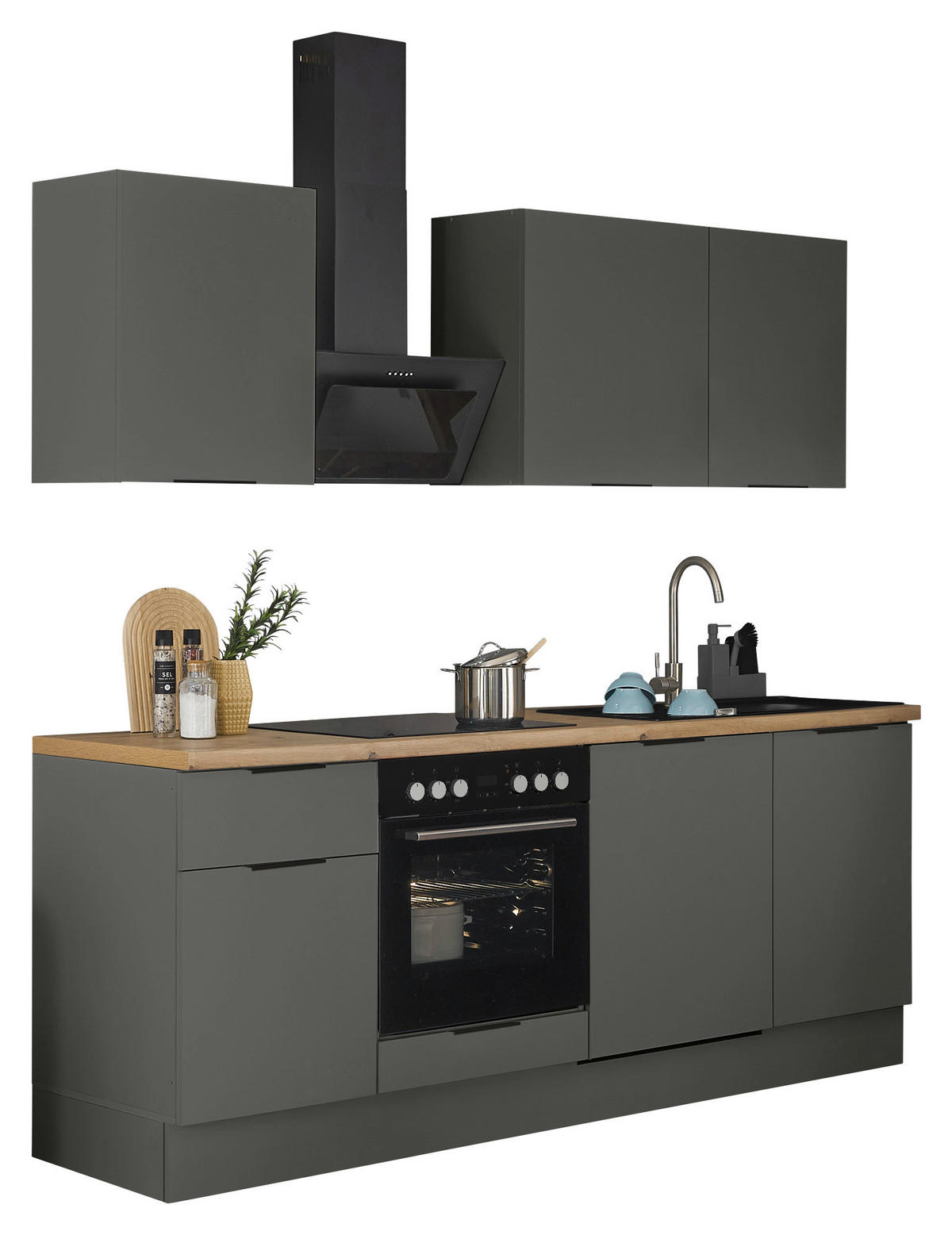 MODULKÖK UTAN VITVAROR   i grafitfärgad  - grafitfärgad/svart, Basics, metall/trämaterial (220/211/60cm) - Xora