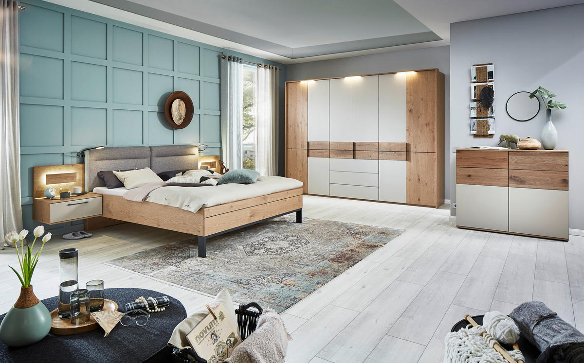 BETTANLAGE 180/200 cm  in Anthrazit, Grau, Taupe, Eichefarben   - Taupe/Eichefarben, Konventionell, Holzwerkstoff/Textil (180/200cm) - Dieter Knoll