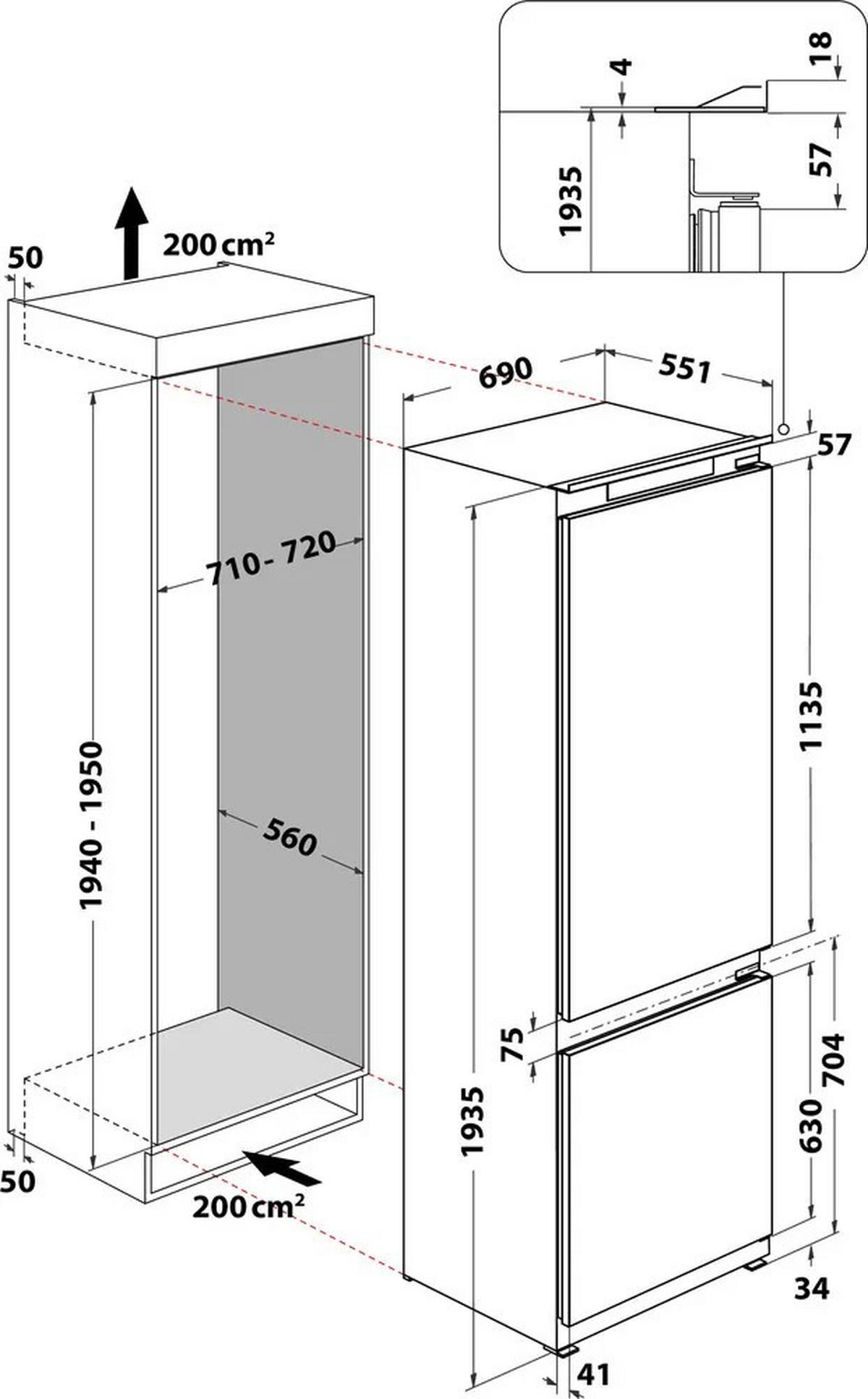 KÜHL-GEFRIER-KOMBINATION BNF70400S  - Weiß, Basics, Kunststoff/Metall (69/193,5/55,1cm) - Bauknecht