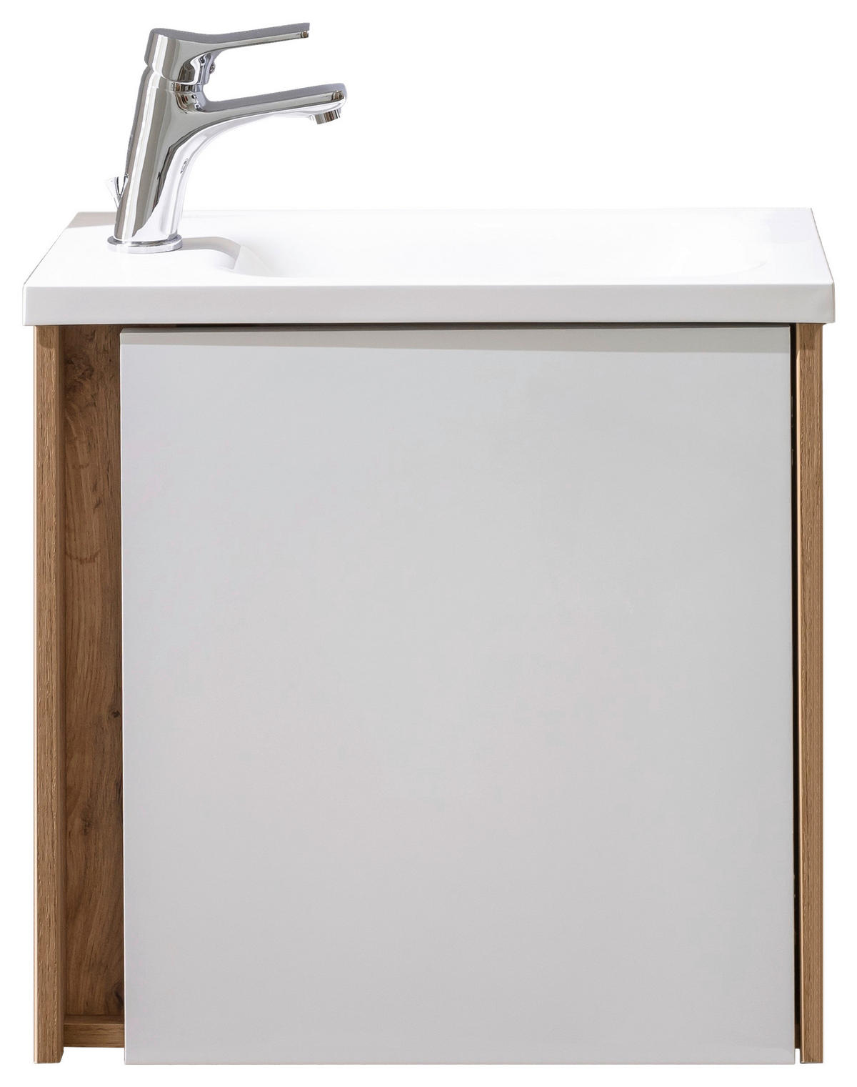 GÄSTEBAD - Weiss/Eichefarben, Konventionell, Glas/Holzwerkstoff (50cm) - Xora