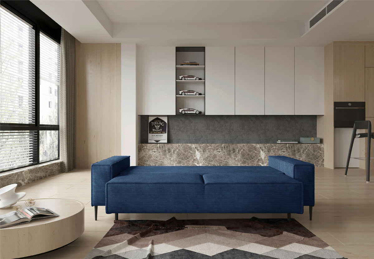 SCHLAFSOFA in Webstoff Royalblau  - Royalblau/Schwarz, Design, Textil/Metall (240/89/103cm) - MID.YOU