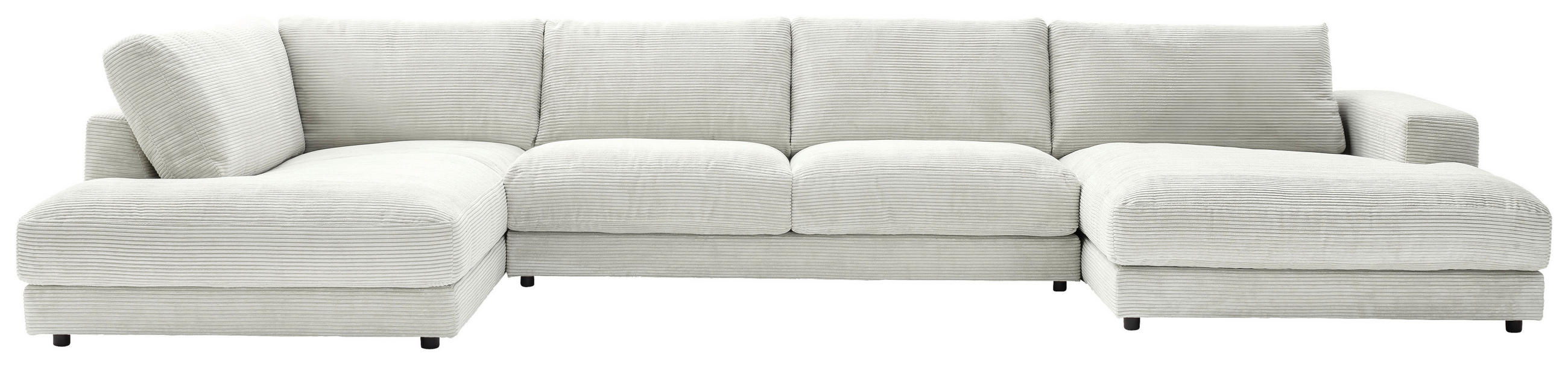WOHNLANDSCHAFT in Cord Hellgrau  - Hellgrau/Schwarz, Design, Kunststoff/Textil (224/425/190cm) - Hom`in