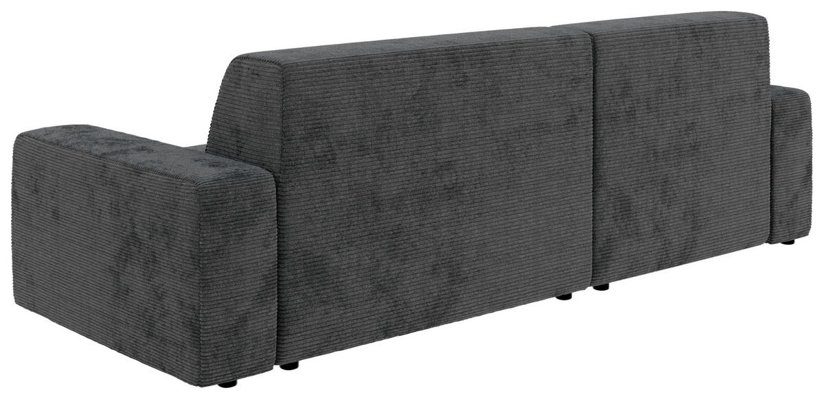 ECKSOFA in Cord Dunkelgrau  - Dunkelgrau/Schwarz, Modern, Kunststoff/Textil (162/246cm) - Trendmanufaktur