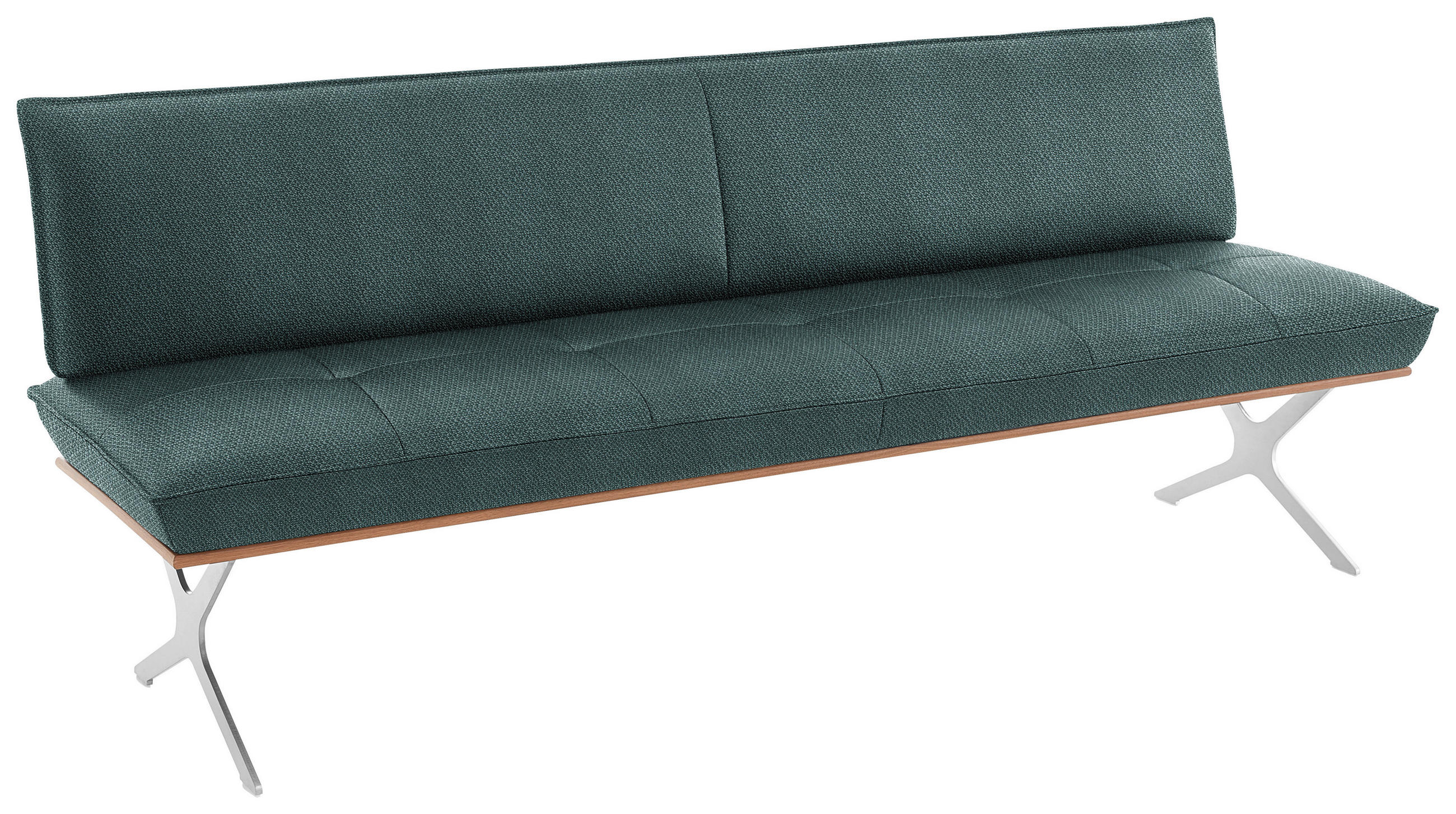 SITZBANK 214/88/66 cm  in Nussbaumfarben, Nickelfarben, Petrol  - Edelstahlfarben/Nussbaumfarben, Design, Holz/Textil (214/88/66cm) - Koinor