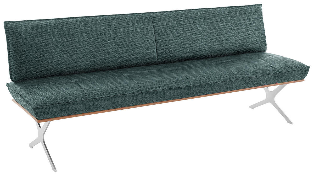 SITZBANK in Holz, Textil Nussbaumfarben, Nickelfarben, Petrol  - Edelstahlfarben/Nussbaumfarben, Design, Holz/Textil (194/88/66cm) - Koinor