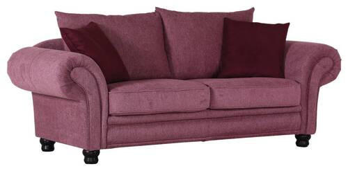 3-SITZER-SOFA in Flachgewebe Rosa  - Dunkelrosa/Schwarz, ROMANTIK / LANDHAUS, Holz/Textil (218/81/91cm) - Landscape