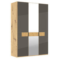 DREHTÜRENSCHRANK 150/216/58 cm,  in Braun, Eichefarben, 3 Tür(en)  - Schieferfarben/Eichefarben, Design, Glas/Holz (150/216/58cm) - Musterring