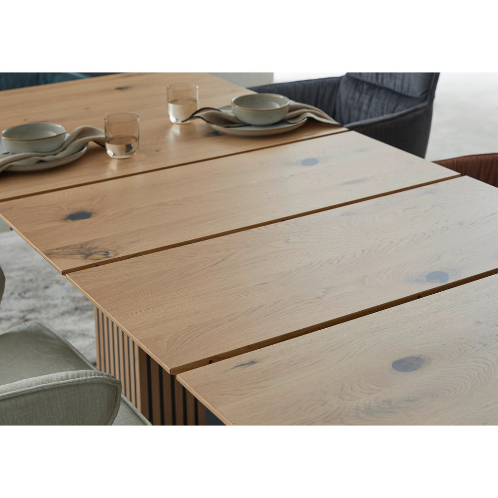 Thumbnail - Dieter Knoll Esstisch, Eiche Bianco, Holzwerkstoff, rechteckig, Säule, Bodenplatte, 90x76x180-300 cm, ausziehbar, Esszim...