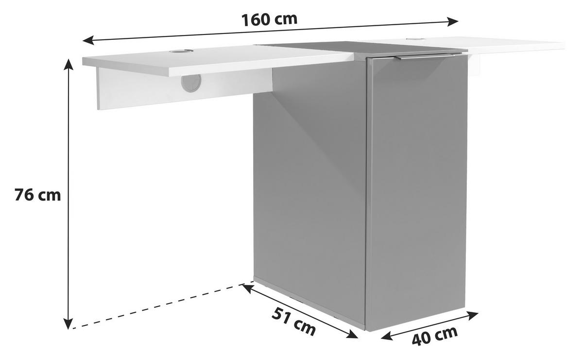 TV-BORD i {item.attr('143-279'), [ ]}{item.attr('B-DIMENSION'),[]} - vit/grafitfärgad, Modern, trämaterial (160/76/51cm)