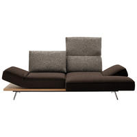 ECKSOFA in Flachgewebe Braun  240/132 cm  - Chromfarben/Braun, Design, Holz/Textil (240/132cm) - Koinor