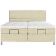 BOXSPRINGBETT 160/200 cm,  in Beige, Matratze, Topper, motorische Verstellbarkeit, Fernbedienung, unterschiedliche Matratzenhärtegrade je Bettseite, H2 + H3 = mittel + fest  - Chromfarben/Beige, KONVENTIONELL, Kunststoff/Textil (160/200cm) - Voleo