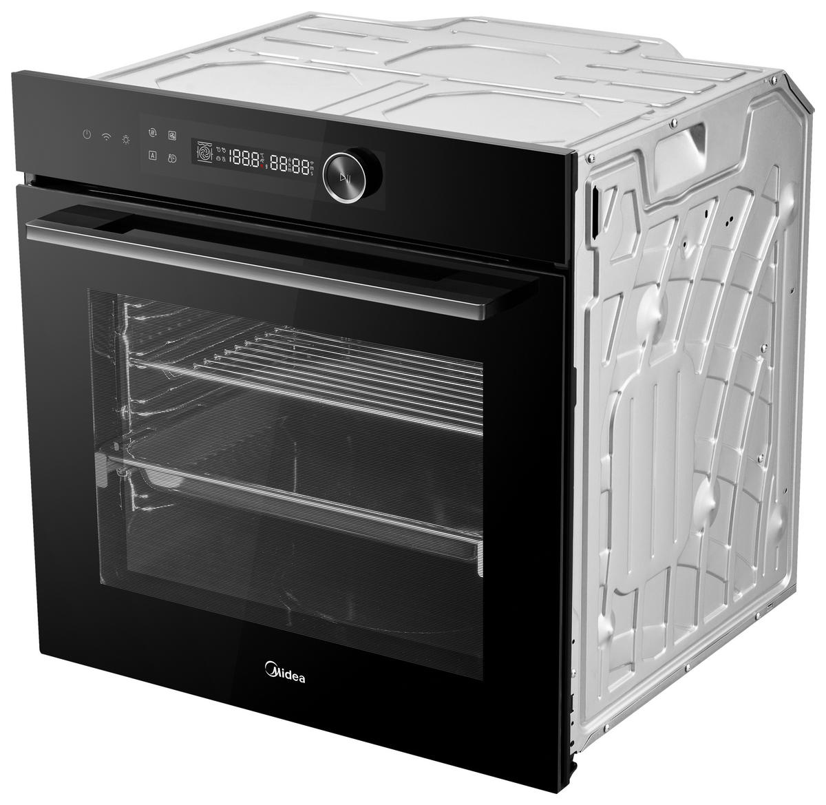 EINBAUBACKOFEN MBO7NM30E4-BK  - Schwarz, Basics, Glas/Metall (59,5/59,5/56,6cm) - Midea