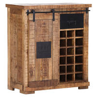 WEINSCHRANK Mangoholz massiv Naturfarben, Schwarz  - Schwarz/Naturfarben, KONVENTIONELL, Holz/Holzwerkstoff (90/100/45cm) - Landscape