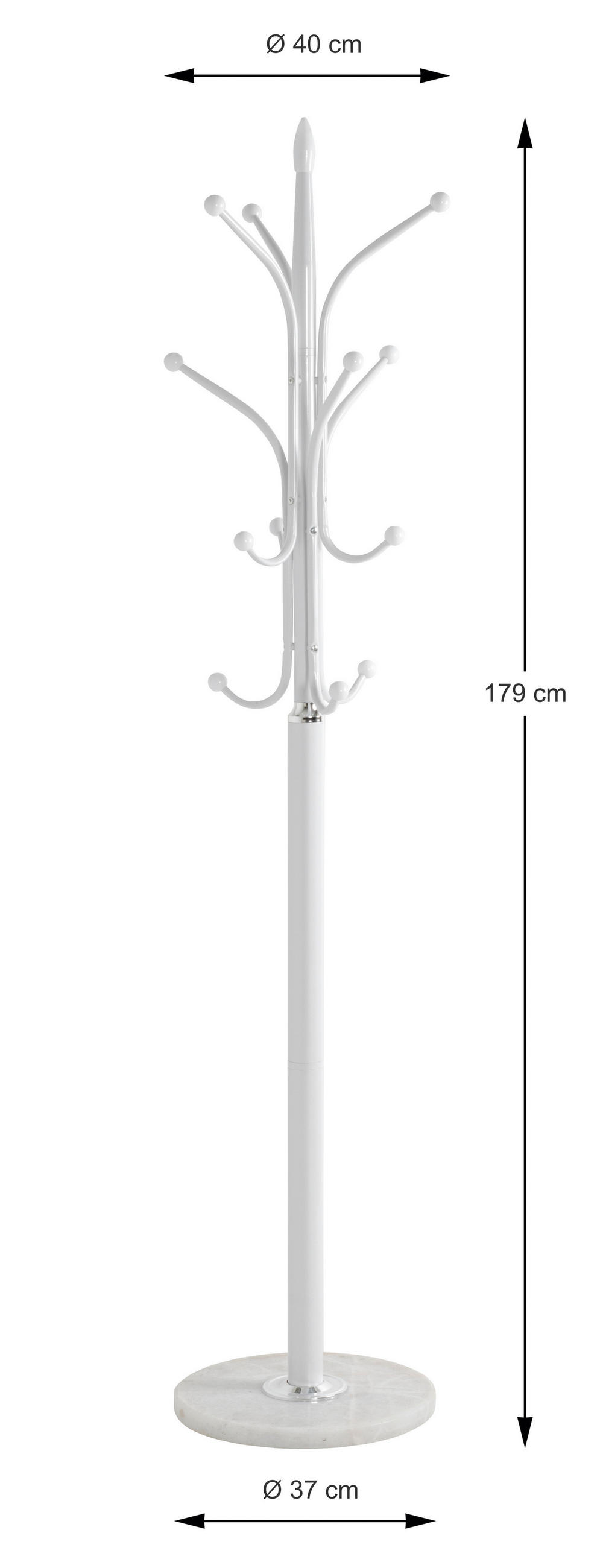 VJEŠALICA SAMOSTOJEĆA bijela  metal, kamen   - bijela, Design, kamen/metal (40/177/40cm) - Carryhome