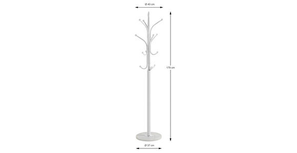 KLEIDERSTÄNDER in Weiß 40/177/40 cm   - Weiß, Design, Stein/Metall (40/177/40cm) - Carryhome