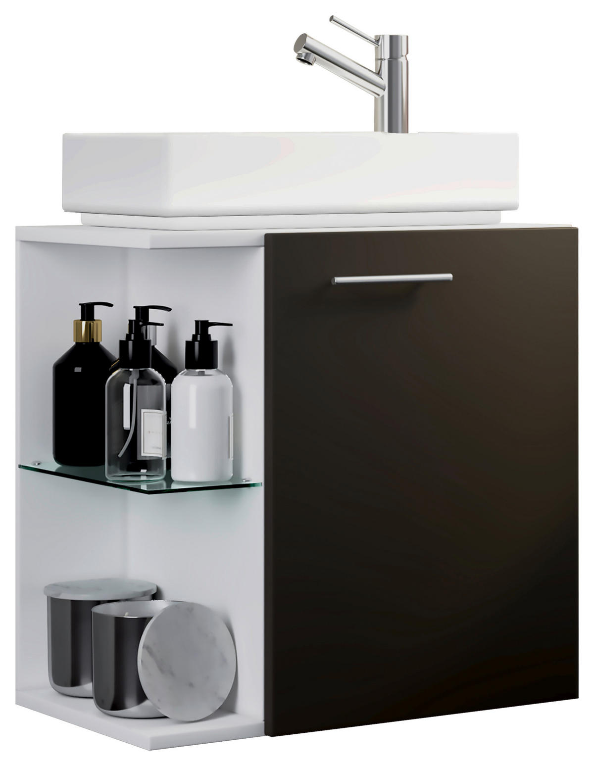 WASCHTISCHKOMBI 52 cm  - Anthrazit/Silberfarben, MODERN, Glas/Keramik (52cm) - MID.YOU