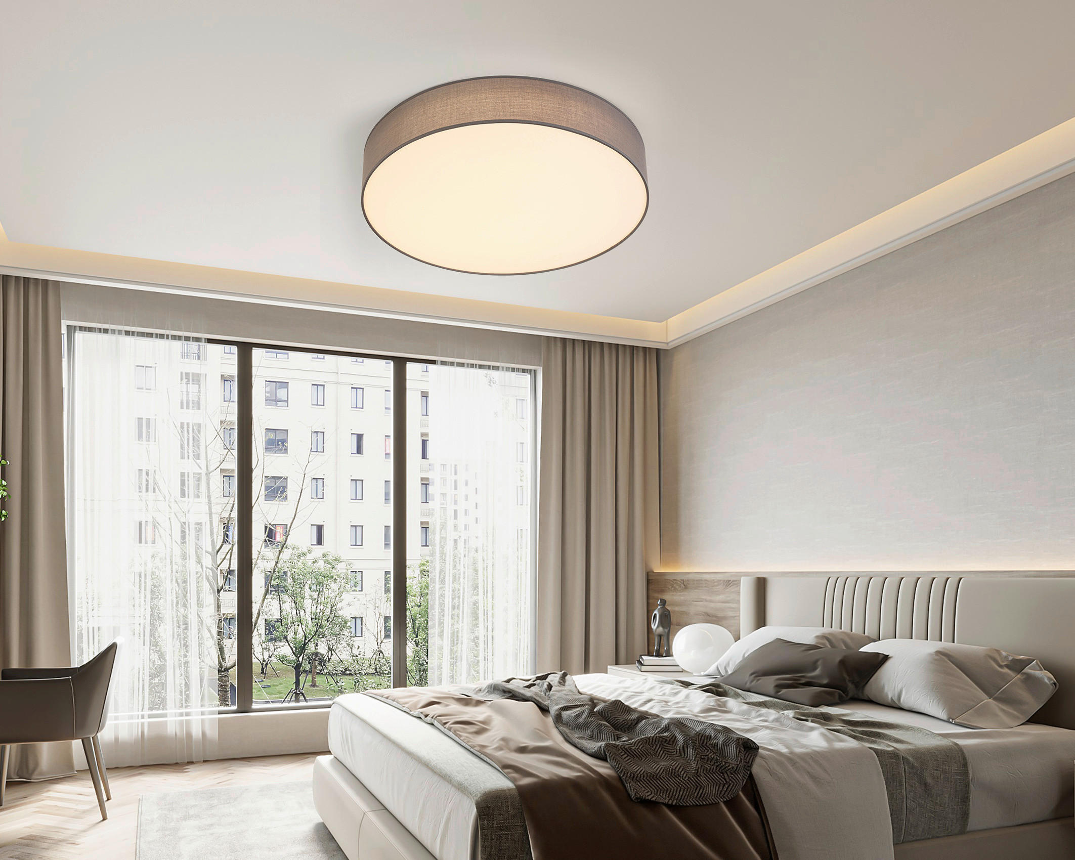 Thumbnail - Novel Led-Deckenleuchte, Grau, Weiß, Metall, Kunststoff, Textil, F, 11 cm, Farbtemperaturwechsler, Lampen & Leuchten, LE...