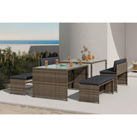 GARTENMÖBEL-SET  6-teilig  - Grau, Modern, Textil/Metall - Ambia Garden