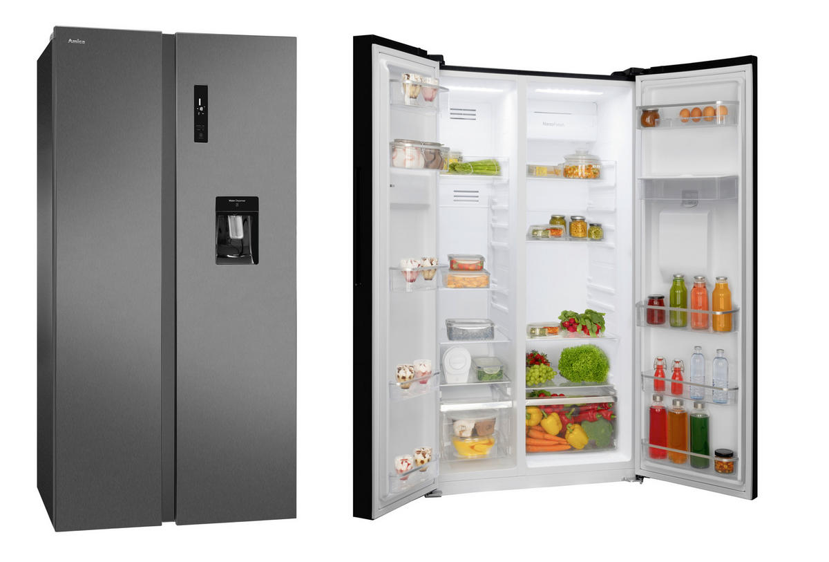 SIDE-BY-SIDE 91,2/177,0/70,4 cm SBSN397155S  - Edelstahlfarben/Schwarz, Basics, Kunststoff/Metall (91,2/177,0/70,4cm) - Amica