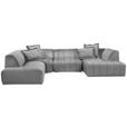 ECKSOFA Grau Samt  - Schwarz/Grau, MODERN, Kunststoff/Textil (270/328/180cm) - Carryhome