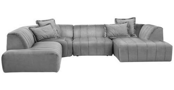 ECKSOFA Grau Samt  - Schwarz/Grau, MODERN, Kunststoff/Textil (270/328/180cm) - Carryhome