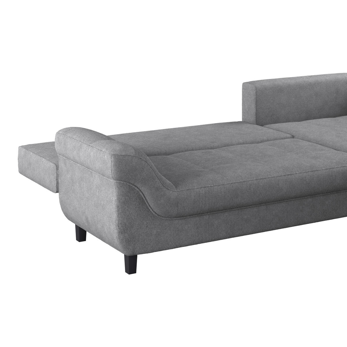 ECKSOFA in Webstoff Grau  - Schwarz/Grau, Design, Holz/Textil (309/197cm) - Livetastic